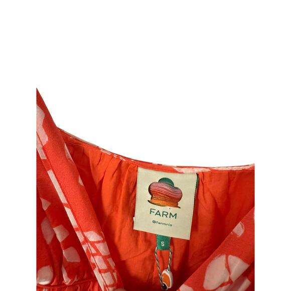 Farm Rio NWT Orange Jungle Maxi Dress Small Tropical Sundress Tiered Cotton NEW! - Picture 2 of 7